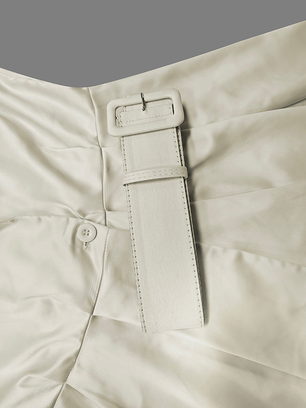 Long Sleeves Loose No Belt Solid Color Notched Collar Maxi Dresses