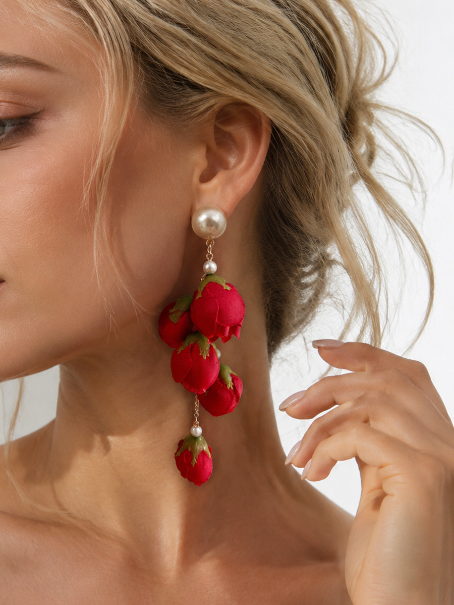 Tasseled Flower Shape Drop Earrings