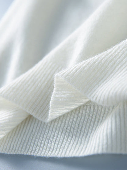 Simple Solid Color Round-Neck Short Sleeves Sweater