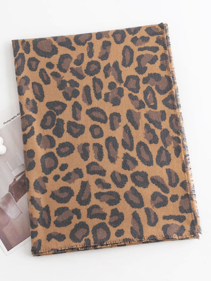 Fringed Leopard Shawl&Scarf
