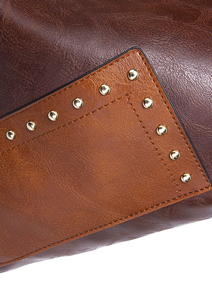 Contrast Color Rivet Split-Joint Bags Handbags