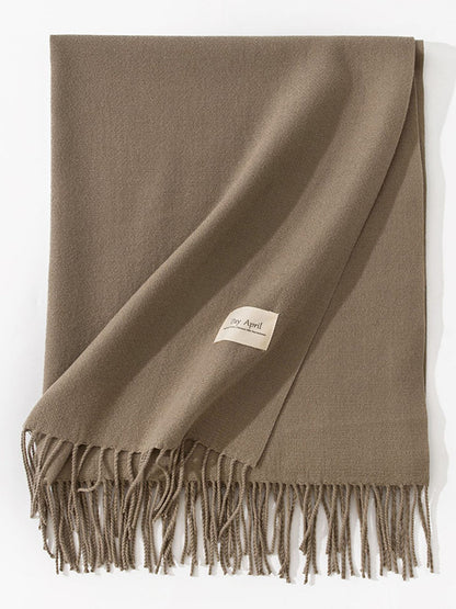 Keep Warm Solid Color Tasseled Shawl&Scarf