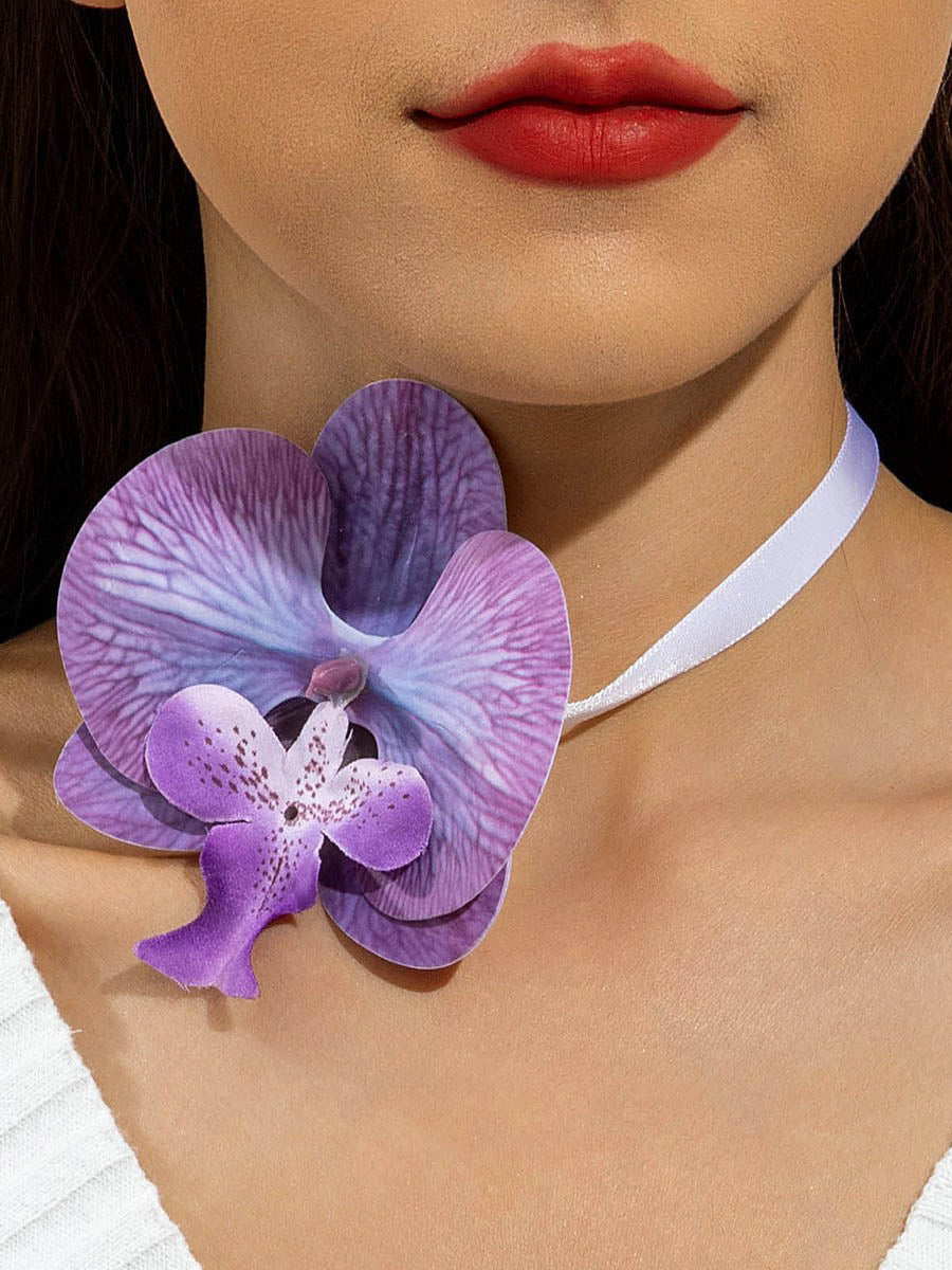 Three-Dimensional Flower Solid Color Flower Shape Necklaces Accessories