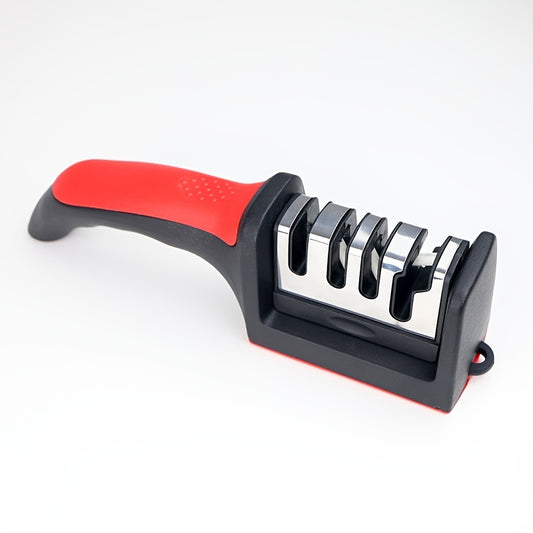 Four-stage professional knife sharpener with tungsten steel diamond and ceramic sharpener - heavy-duty non-slip handle for fast and long-lasting performance