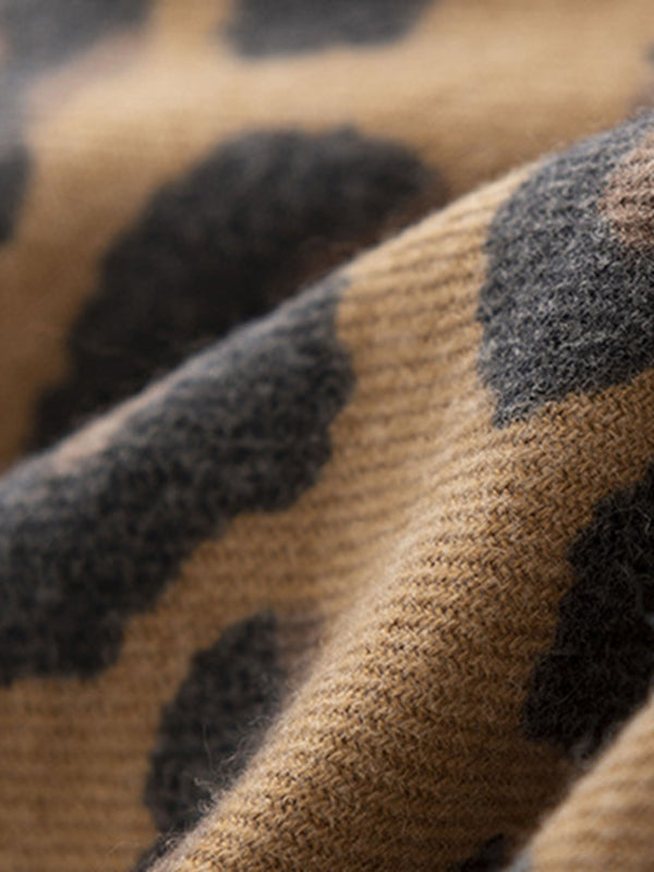 Fringed Leopard Shawl&Scarf