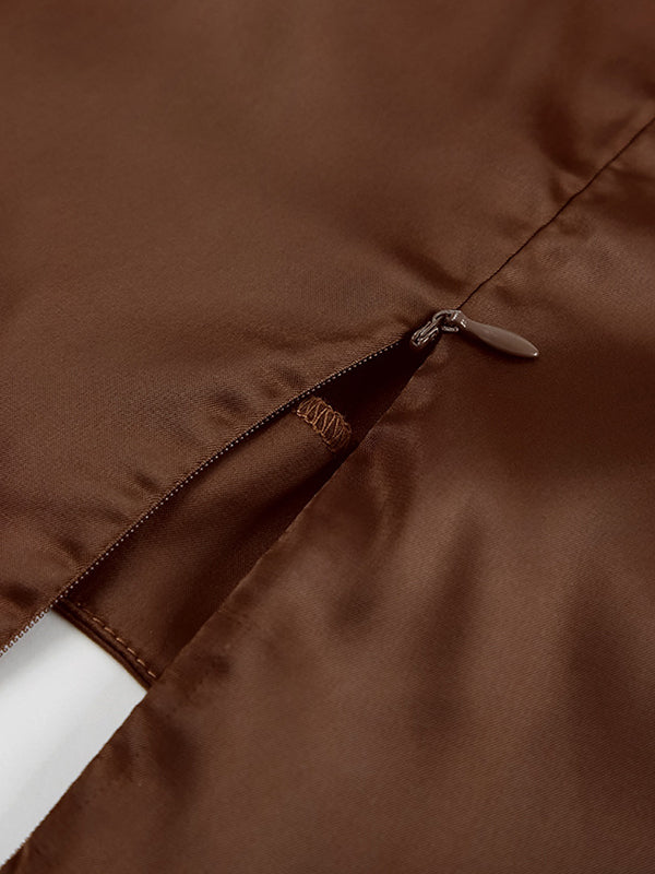 Loose Sleeveless Solid Color Split-Back Split-Joint Round-Neck Maxi Dresses