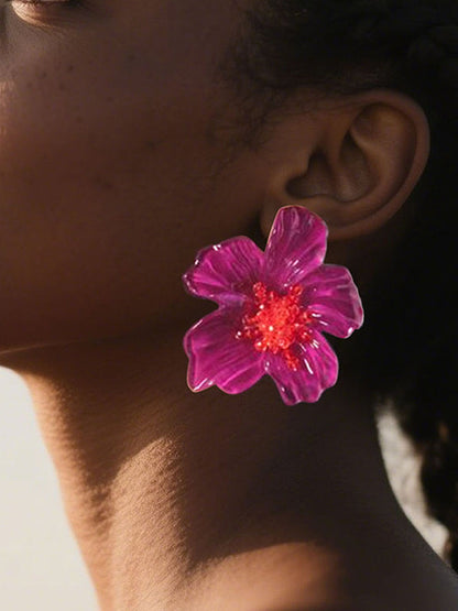Flower Shape Slightly Sheer Earrings Accessories