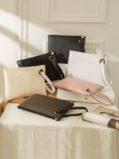 Crocodile Texture Geometric Print Zipper Handbag