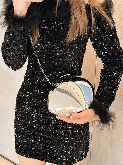 Chains Geometric Solid Color Crossbody Bags Satchels
