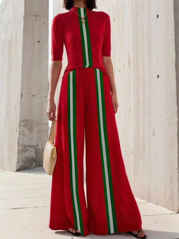 Half Sleeves Skinny Contrast Color Mock Neck T-Shirts Tops