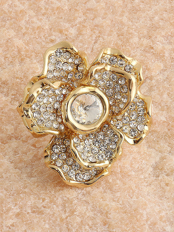 Flower Shape Geometric Rhine Stones Rings Accessories