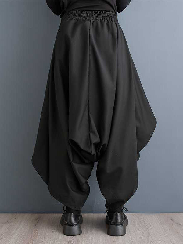 High Waisted Loose Asymmetric Elasticity Layered Solid Color Culotte