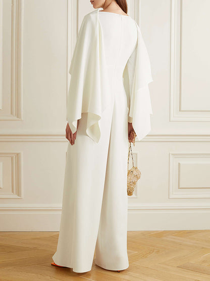 Long Sleeves Wrap Solid Color Zipper Jumpsuits