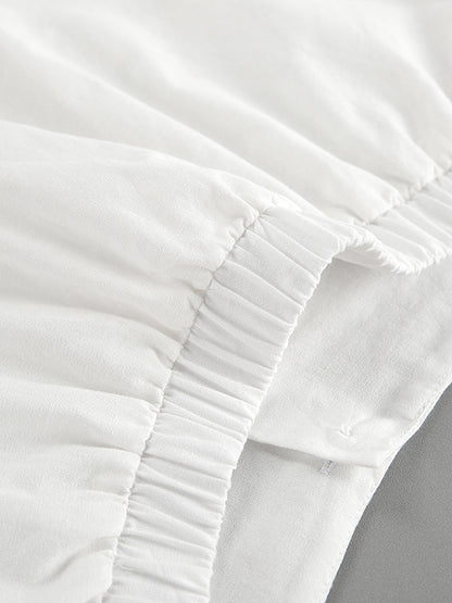 Solid Color Puff Sleeves Split-Joint Stand Collar Blouses + Pleated High Waisted Skirts Two Pieces Set