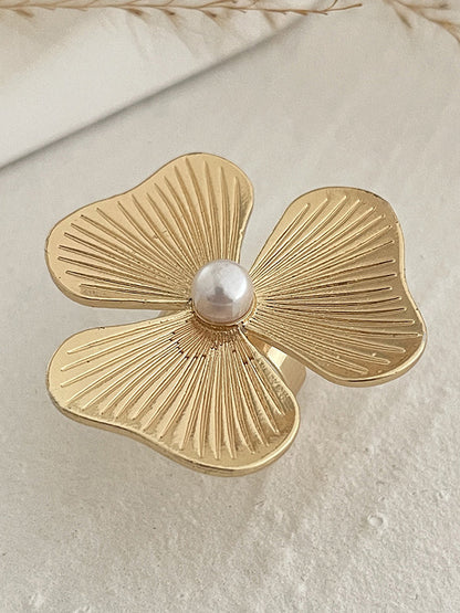 Flower Shape Pleated Shiny Rings Accessories