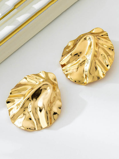 Geometric Pleated Shiny Earrings Accessories