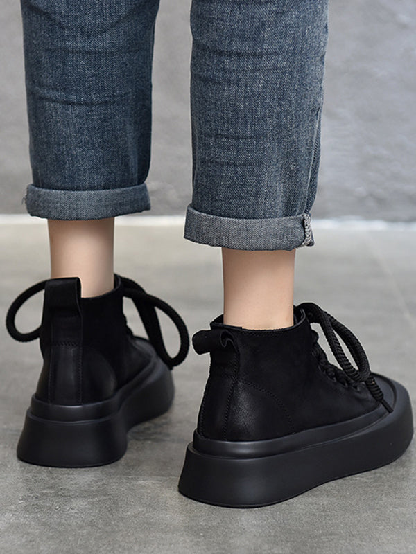 Cow Leather Tied Boots