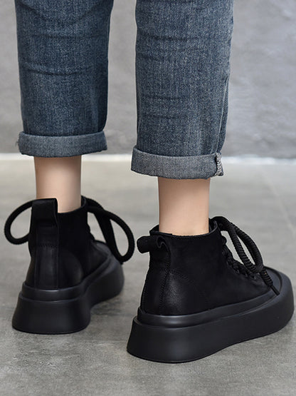 Cow Leather Tied Boots