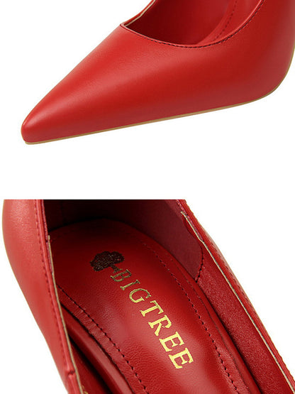 Pointed-Toe Solid Color Pumps