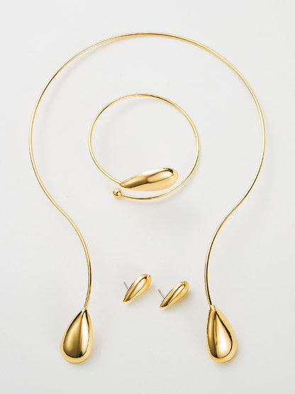 4 Pcs Geometric Bracelet Accessories + Drop Earrings + Necklaces Accessories