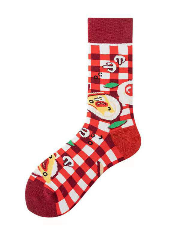Cartoon Printed Contrast Color Sweat-Absorbing Socks Accessories