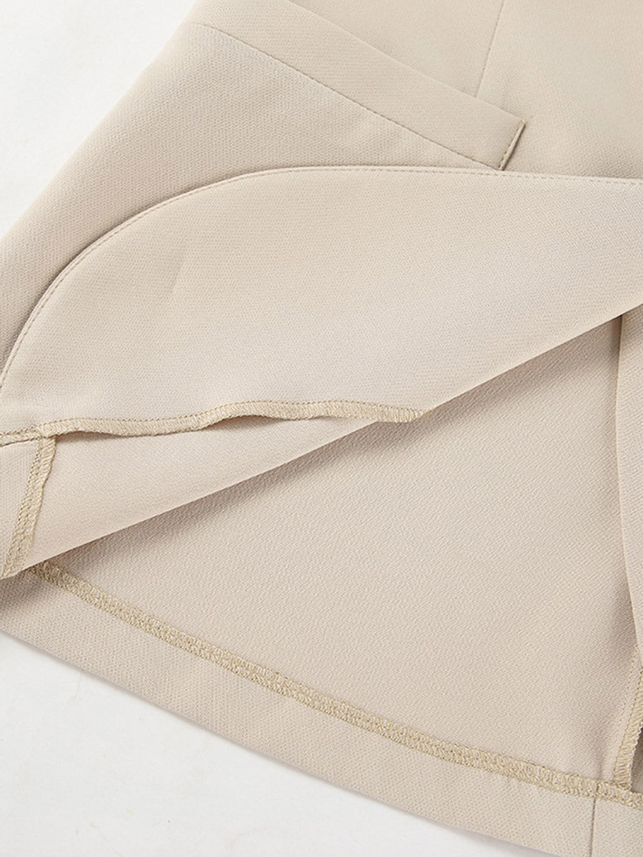 Cropped Sleeveless Buttoned Pockets Solid Color V-Neck Pants Two Pieces Set Vest Top