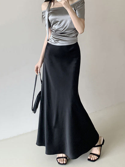 Mermaid Elasticity Solid Color Skirts Bottoms