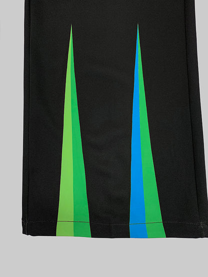 Loose Elasticity Pockets Printed Split-Joint Pants Trousers