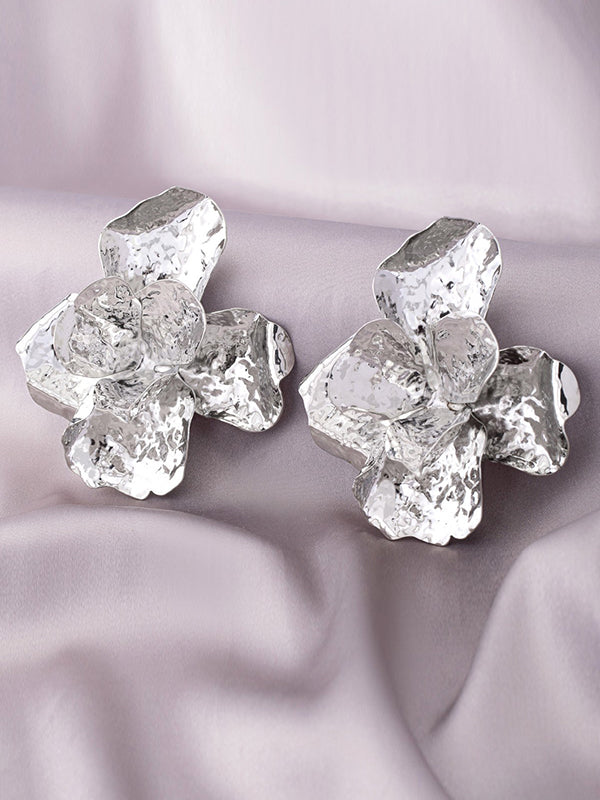 Flower Shape Shiny Earrings Accessories