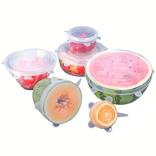 30pcs Silicone Stretch Lids for Food Storage - Reusable Elastic Bowl Covers, Heat Resistant & Dishwasher Safe, Fit Round/ Rectangular Containers, Jars, Cups, Kitchen Essentials, Container Covers, Snug Seal, Versatile Covers, Flexible Material, Jar Covers,