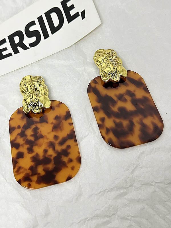 Geometric Leopard Pleated Split-Joint Drop Earrings Earrings Accessories