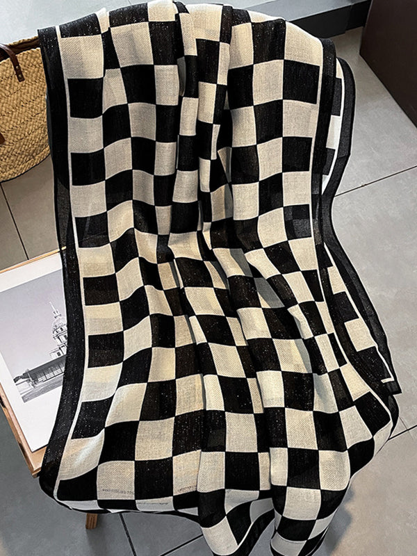 Simple Fashion Contrast Color Plaid Printed Scarf