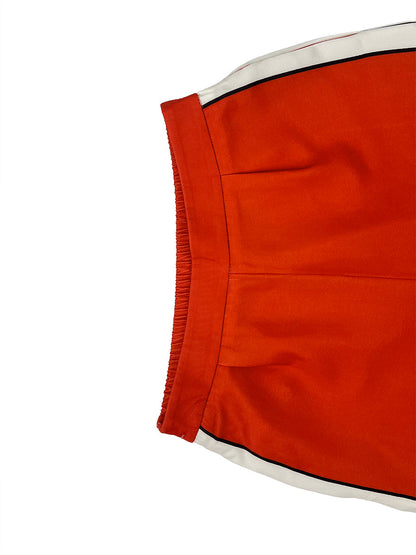 High Waisted Loose Contrast Color Pleated Pockets Split-Joint Striped Pants Trousers