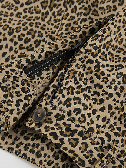High Waisted Loose Leopard Printed Split-Joint Pants Trousers
