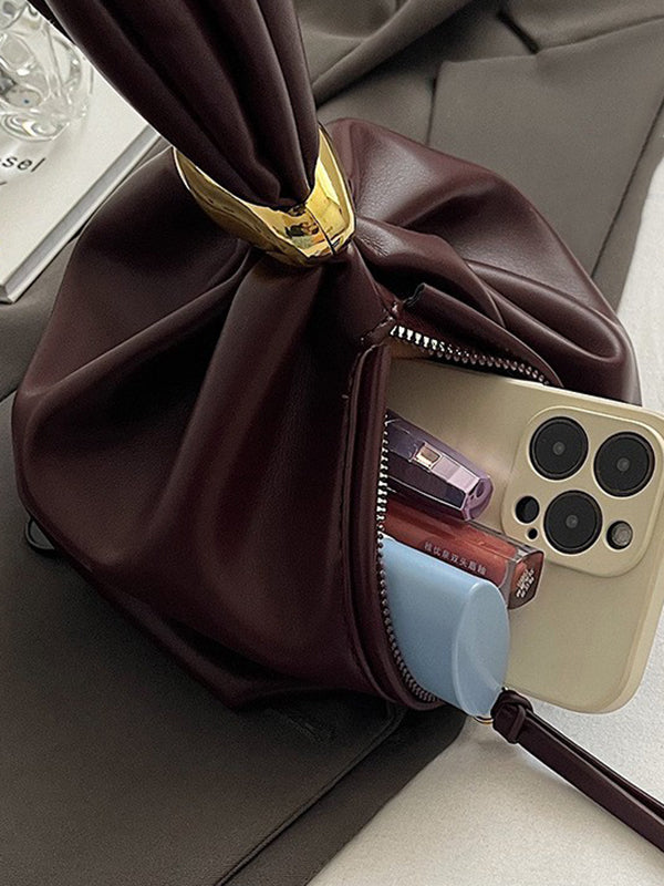 Pleated Split-Joint Zipper Bags Handbags