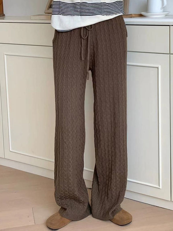 High Waisted Loose Drawstring Tied Waist Pants Trousers
