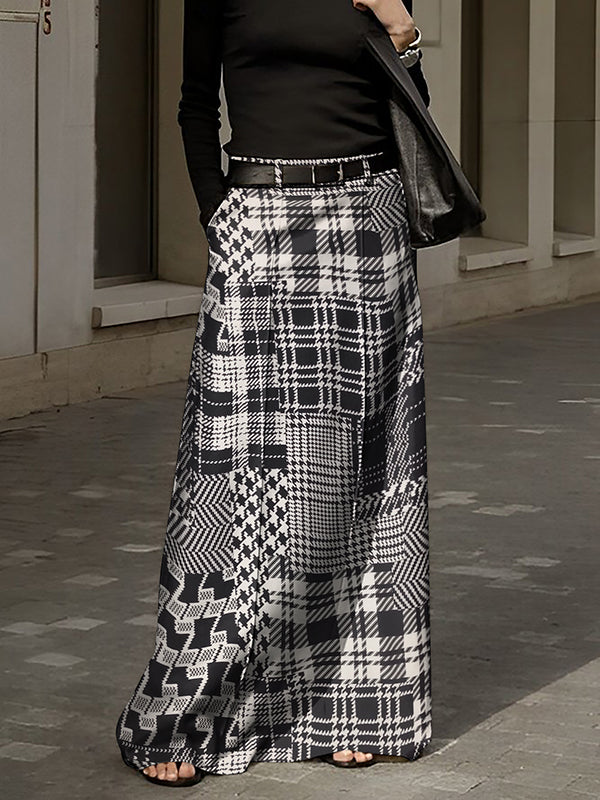 H-Line Loose Houndstooth Plaid Skirts Bottoms