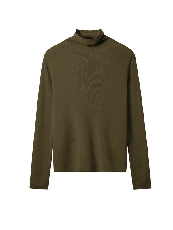 Long Sleeves Skinny Solid Color High-Neck Knitwear Pullovers Sweater Tops
