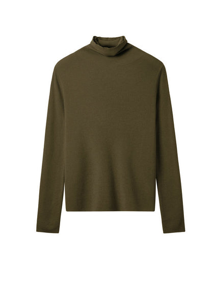 Long Sleeves Skinny Solid Color High-Neck Knitwear Pullovers Sweater Tops