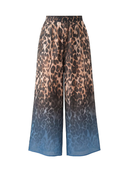 High Waisted Loose Gradient Leopard Pants Trousers