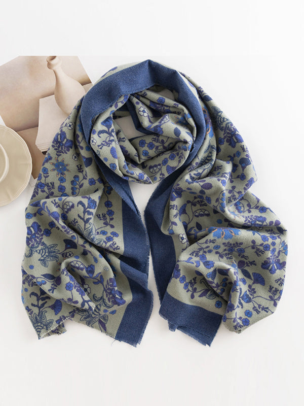 Flower Print Keep Warm Shawl&Scarf