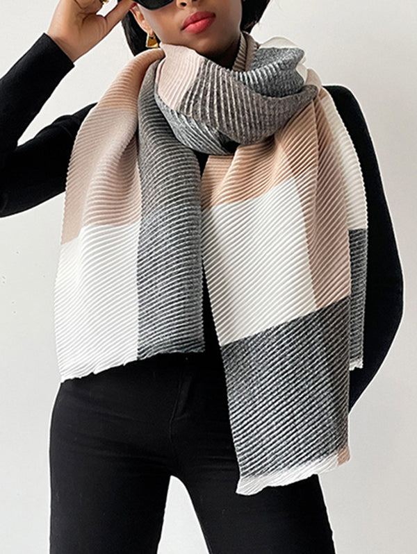 Contrast Color Pleated Striped Scarf – rrdeye