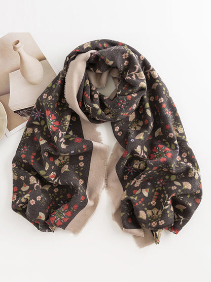 Flower Print Keep Warm Shawl&Scarf