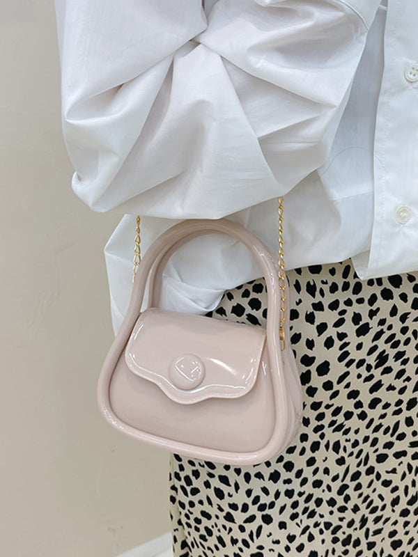 Chains Solid Color Crossbody Bags Satchels
