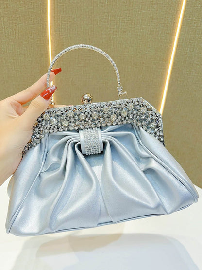 Chains Pleated Rhine Stones Split-Joint Evening Bags & Clutches Handbags