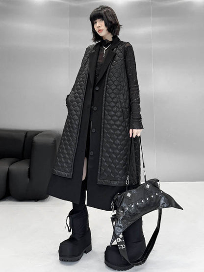Loose Sleeveless Buttoned Plaid Pockets Solid Color Split-Joint Notched Collar Outerwear Padded Vest