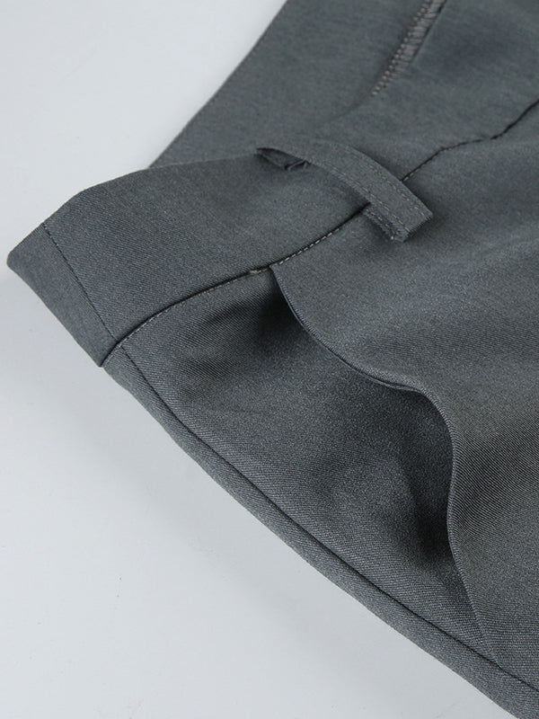 High Waisted Loose Solid Color Split-Joint Pants Trousers