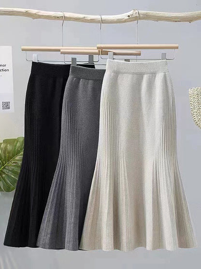 A-Line High Waisted Pleated Solid Color Skirts Bottoms