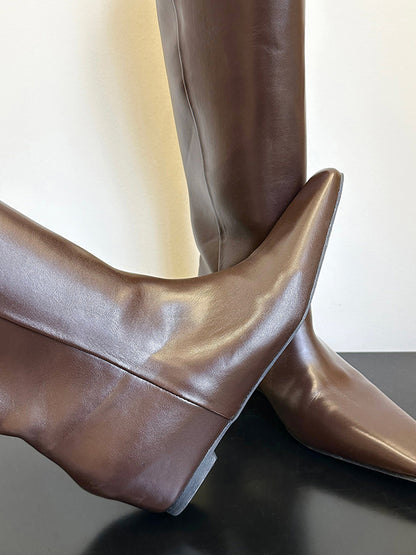 Pointed-Toe Split-Joint Boots Pumps