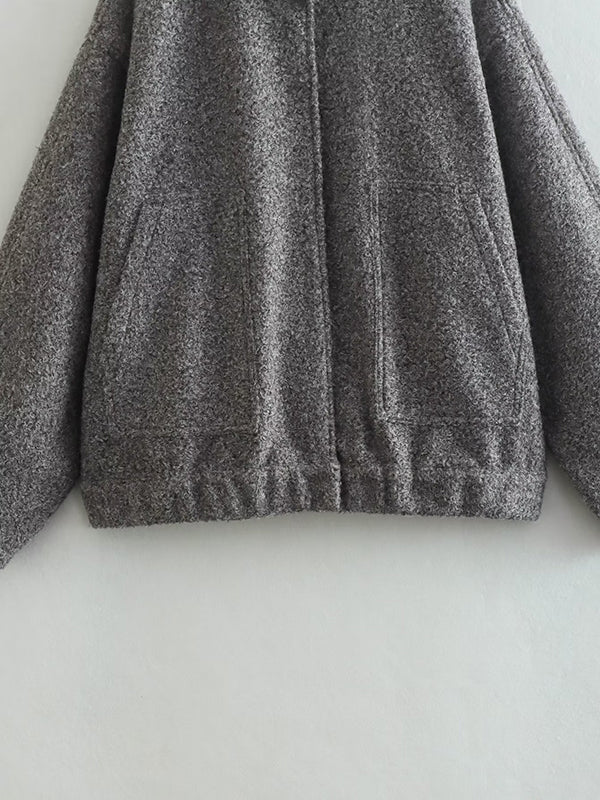 Long Sleeves Loose Split-Joint Round-Neck Outerwear
